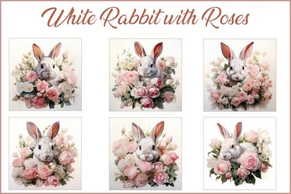 Download White Rabbit with Roses - Clipart - JPG - White rabbit Collection