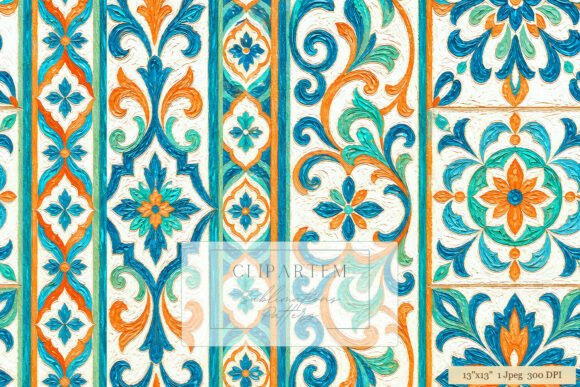 Download Moroccan Tile Damask Orange Teal - Damask Collection