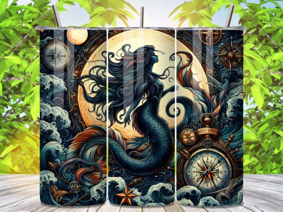Download Vintage Mermaid Nautical Tumbler Wrap - Nautical Collection