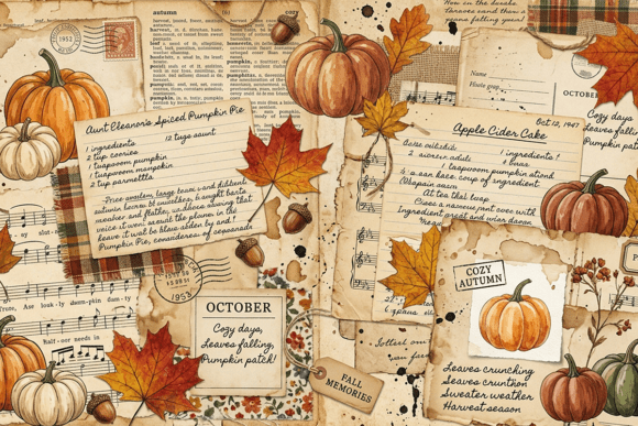 Download Vintage Pumpkin Ephemera Collage - Collage Collection