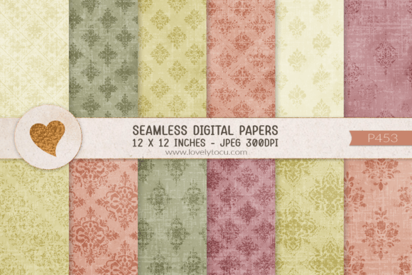 Download Grunge Damask Seamless Paper Patterns - Damask Collection