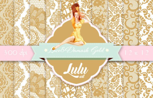Download Lace and Damask Gold Patterns - Damask Collection